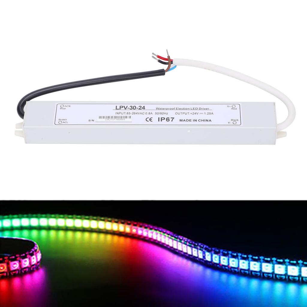 BERM Waterproof Power Supply Aluminum Alloy Switch Transformer Driver DC24V 30W LPV-30-24