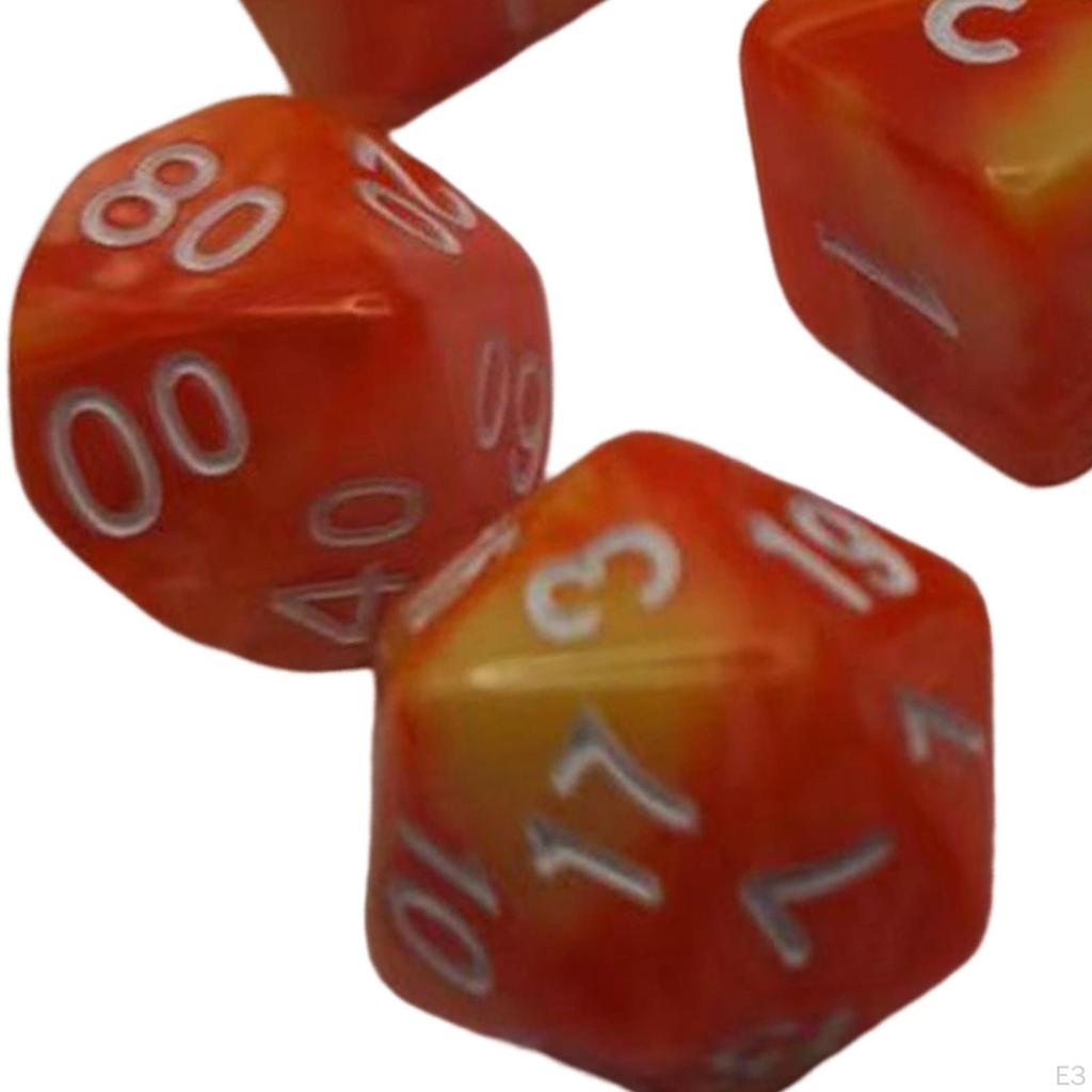 7 stycken färgglada polyedriska tärningar samling brädspelsrekvisita leksaker presenter Hållbar slät yta för