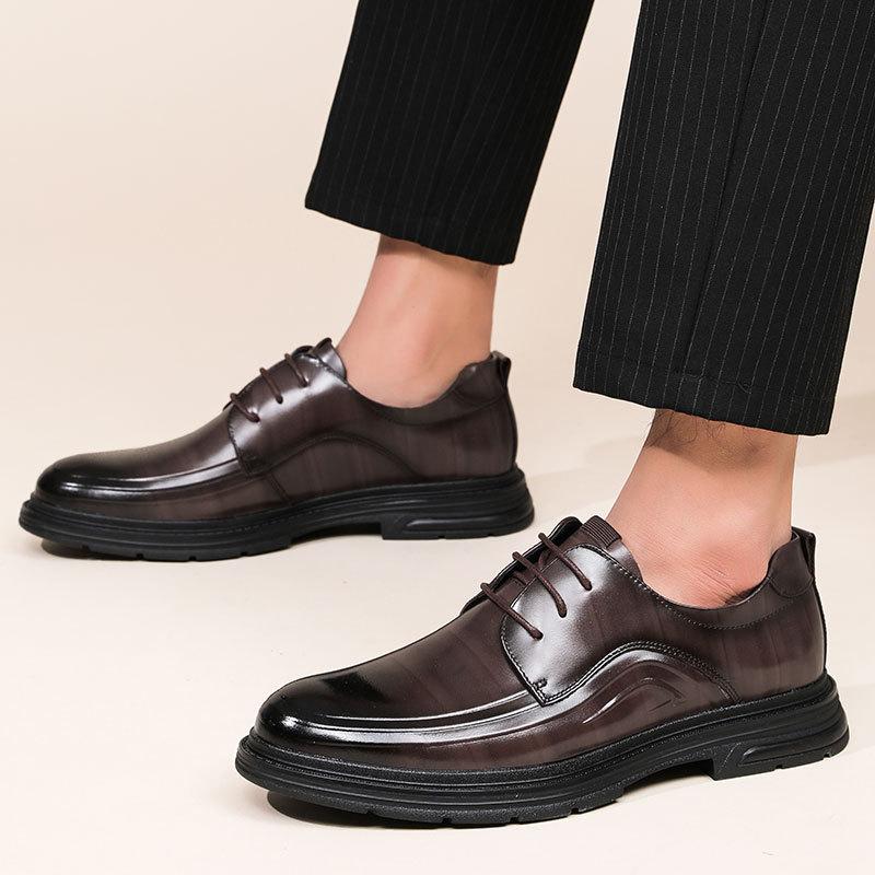 First Layer Cowhide Men's Shoes New Autumn Business Dress Leather Shoes Men's British Trend Leather Young Single Shoes Men's