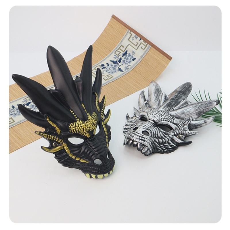 Dragon Head Mask for Women Men Masquerade Dragon Head Full Face Mask Halloween Animal Mask Halloween Cosplay Accessories