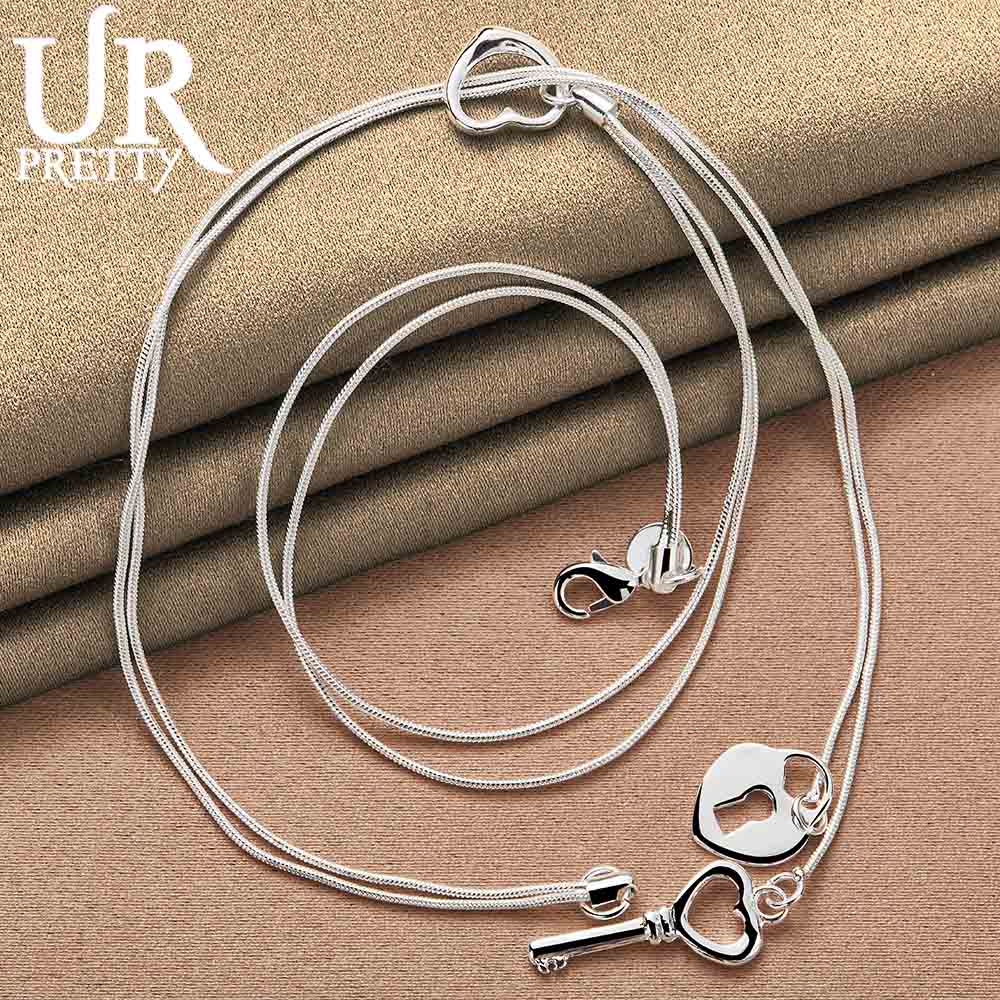 925 Srebrny Łańcuszek Wąż Naszyjnik W Kształcie Serca Biżuteria Ślubna Modna