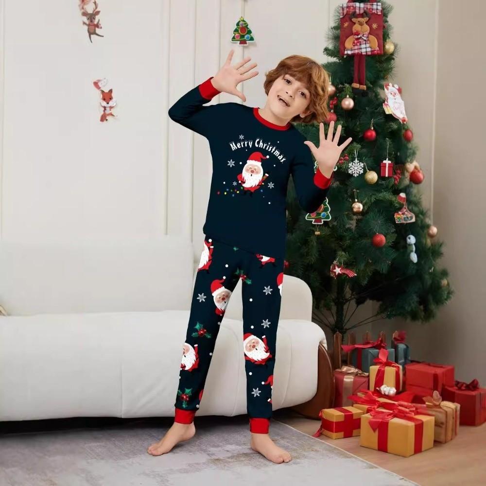 Christmas Family Matching Outfits Printed Cute Santa Christmas Pyjamas Set Soft Loose Top+Pants Adult Kids Loungewear Dad Mom
