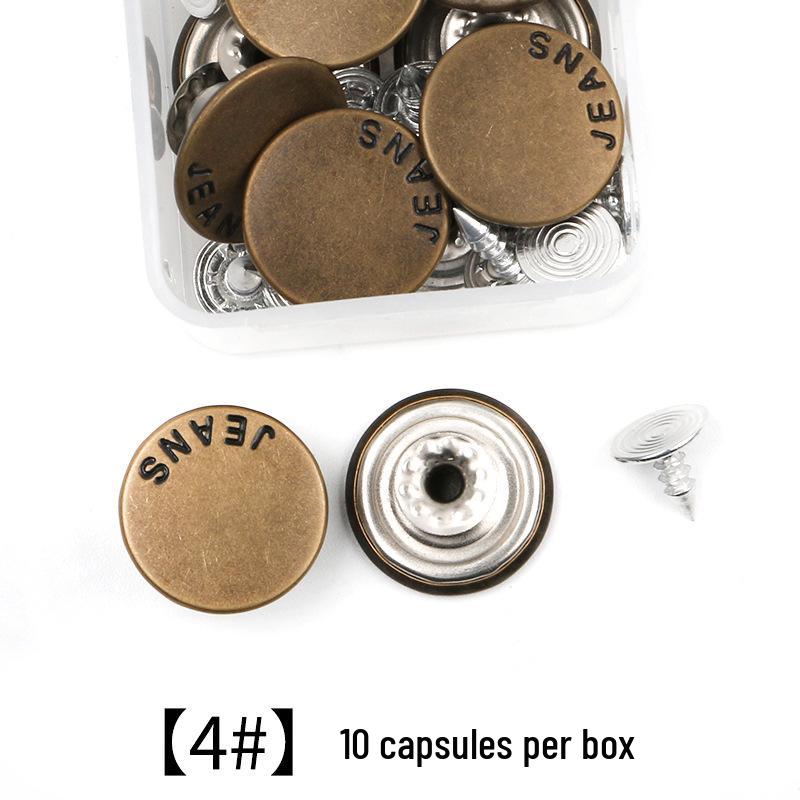 Metal Tack Buttons for Denim Jackets, Overalls, and Clothing - Men's, Women's, and Children's Apparel.