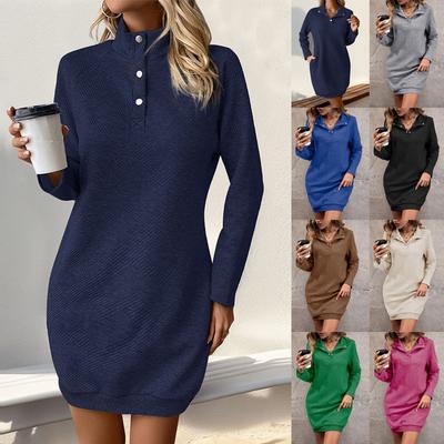 Damen Herbst Sweatshirts Kleider Langarm Fleece Pullover Pullover Kleidung mit Taschen