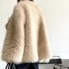 Luxury Faux Fur Coat Women Winter Thick Warm Long Sleeve Turndown Collar Female Overcoat  Elegant Lady Outerwear