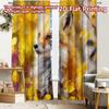 2pcs, 2D FLAT PRINTING Curtains (Without Rod) Autumn Fox(1) Christmas Holiday Curtains Versatile Polyester Fabric Curtains Room