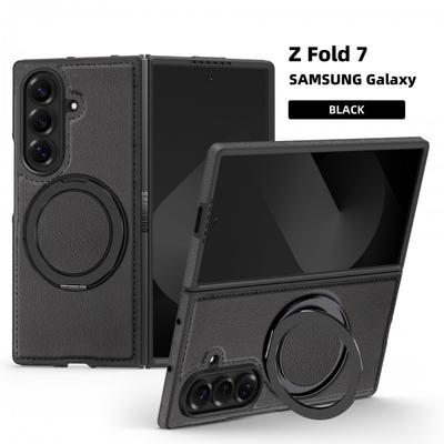 Magnetic Rotating Stand Case Galaxy Z Fold8 Flip7 PU Leather Cover With 360 Kickstand Business Style