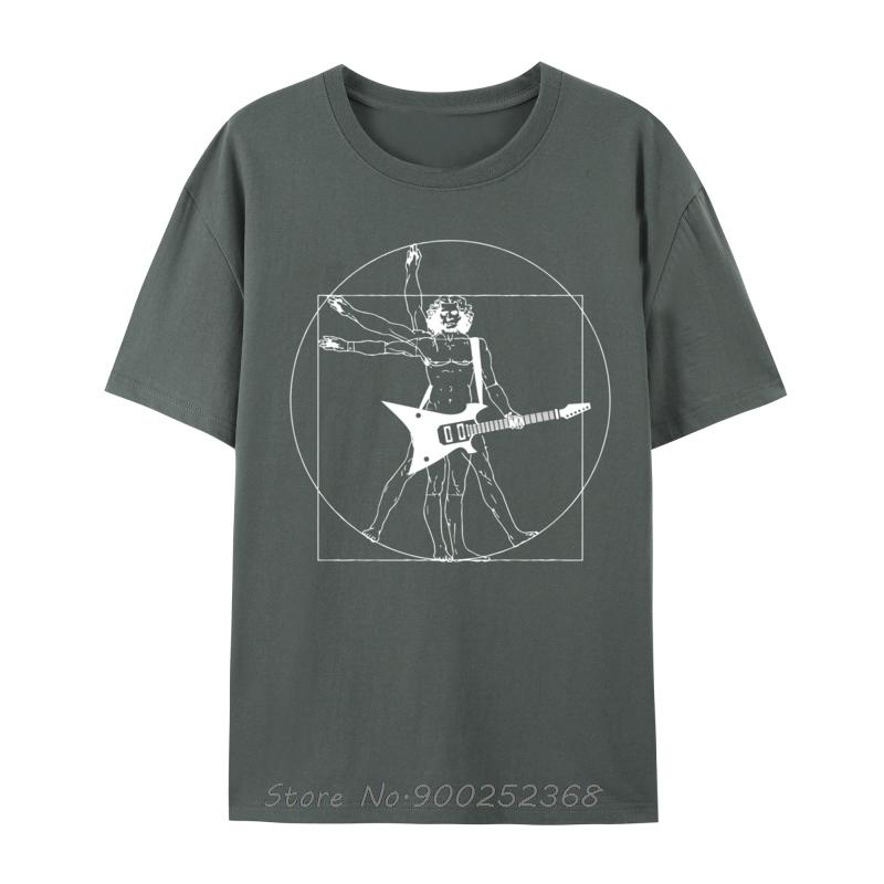 Vitruvianischer Gitarrenspieler Leonardo Da Vinci Vitruvianisches T-Shirt Übergroßes Fitness-T-Shirt Herren Baumwoll-T-Shirts Oberteile Mode-T-Shirt