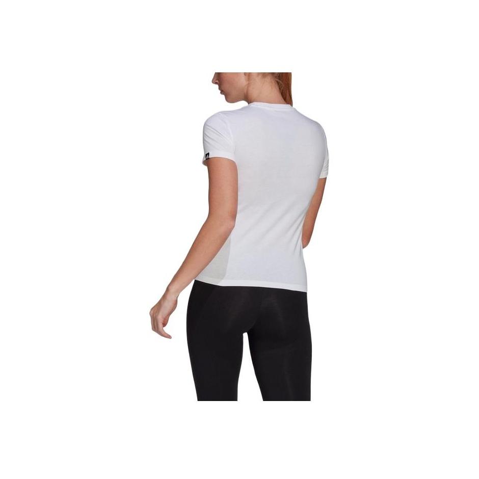 adidas Large Logo Sports Fitness Short Sleeve T-Shirt Women Tops White GL6845