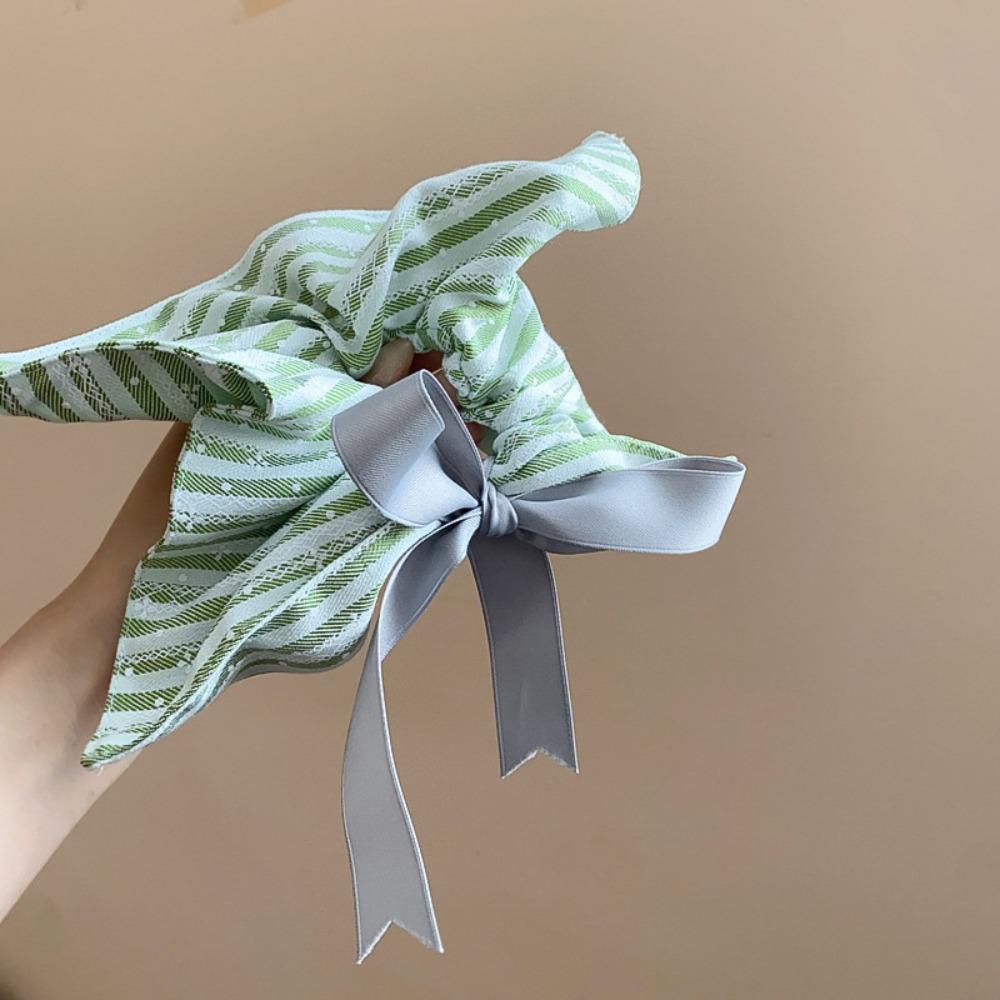Elastic Plaid Silk Ribbon Scrunchies Bow Large Intestine Hair Ring Square Cloth Hair Tie  Girls
