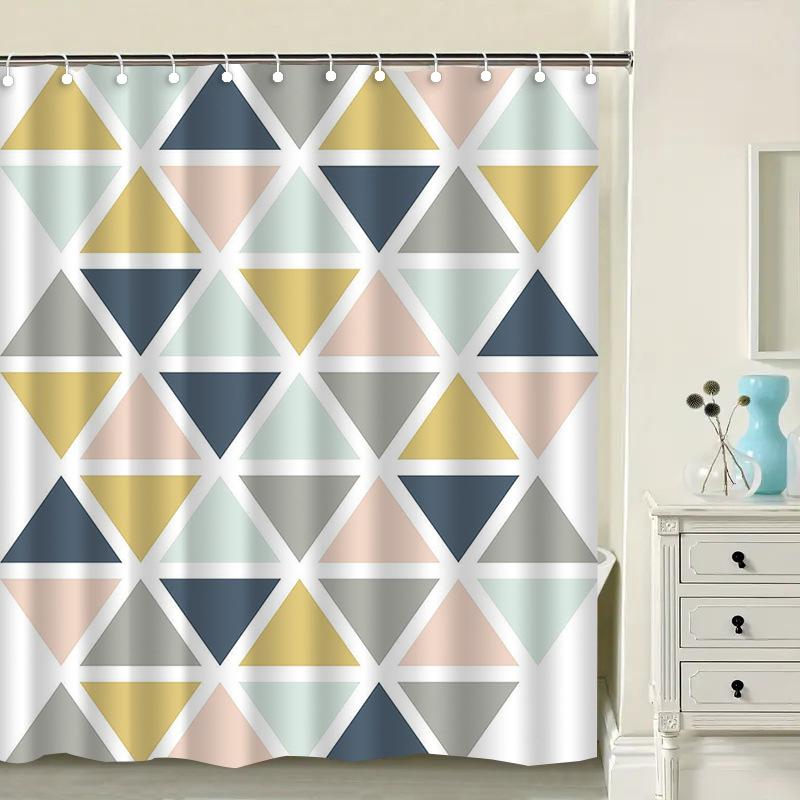 

Nordic Geometry Washable Dirt-Resistant Shower Curtain Shower Head Waterproof Polyester Bath Curtain For Home Decor Accessories W60H190(CM)-1 Pcs