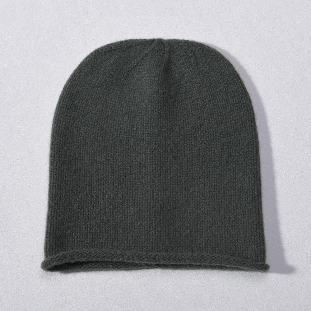 Autumn and winter new% all-wool small crimping cold hat warm ear protection wool hat solid color knitted hat