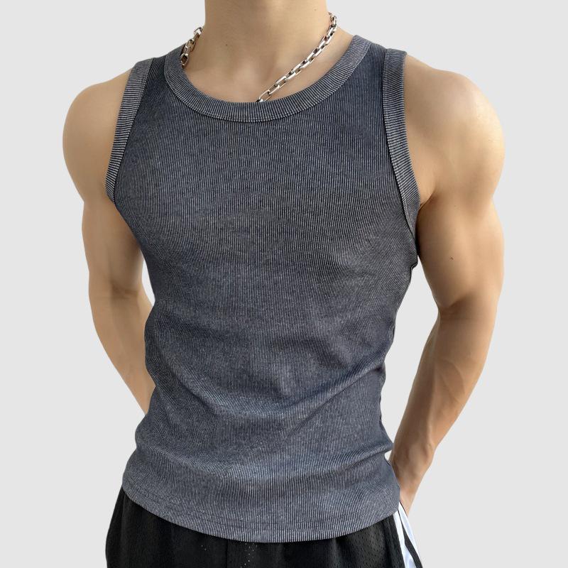 

Men s Retro Slim Fit Sleeveless Cotton Tank Top - Summer Fitness Ribbed Undershirt XXL