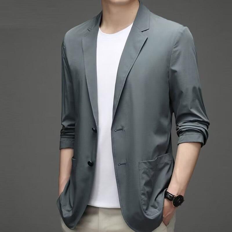 

2024 Мужская ультратонкая куртка Ice Silk Sunscreen - Легкий повседневный блейзер на весну/лето XL