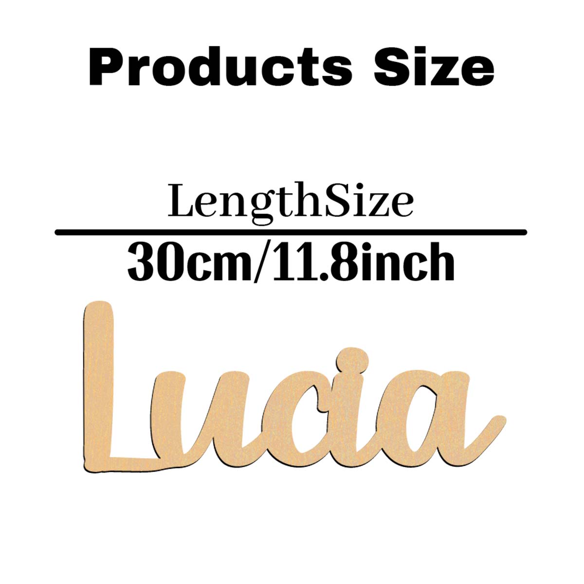 

1pc Lovely Lucia example Customized Text Wooden Decor Wooden Plaque Wooden Sign Wall Mounted Decorative Plaque for Bedroom S30cmLength