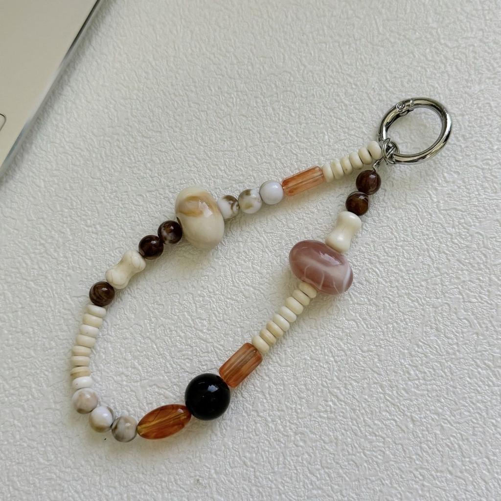 Original INS Retro Amber Handmade Phone Pendant Phone Chain CCD Camera Lanyard Beaded Hanging Ornament