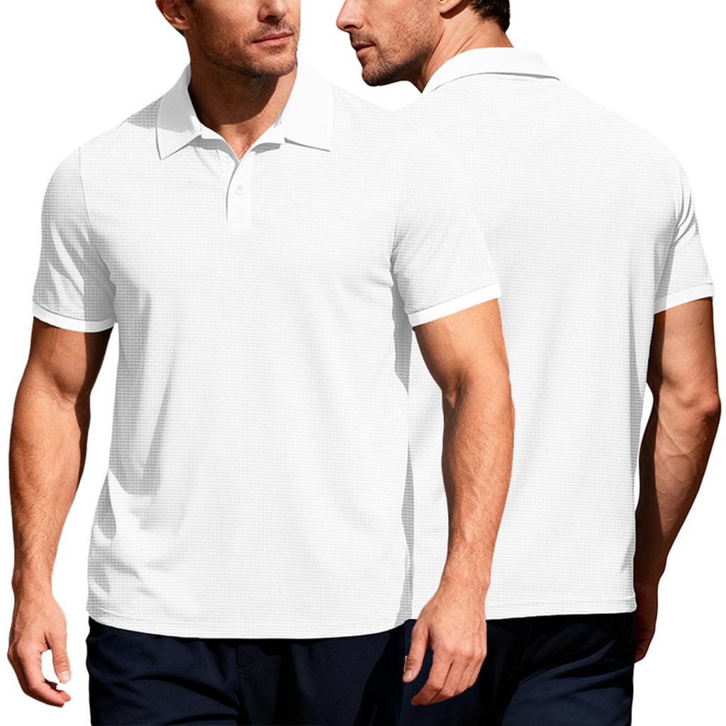 Men's Golf Shirt Casual Sports V Neck Ribbed Collar Short Sleeve Fashion Casual Solid Color Plain Spring & Summer Regular Fit