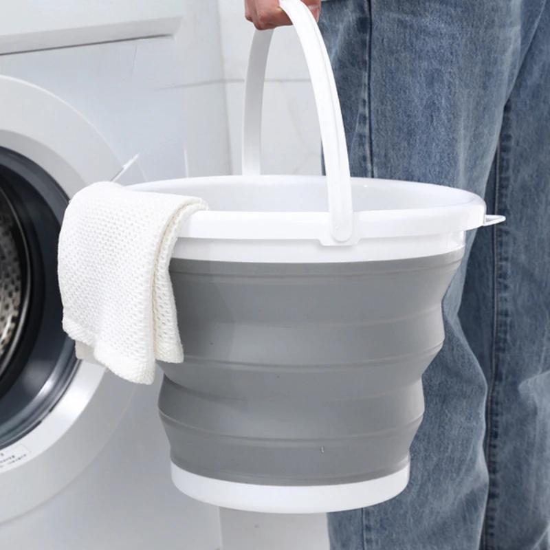 3L olding bucket portable silicone plastic saves space and is durable suitable for travel outdoor activities, and home cleaning