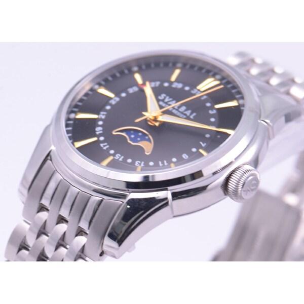 SVALBAL Men's SV10-MBK (Quartz Men's Sun Flame) Round Watch Silver Multi-Hand Analog