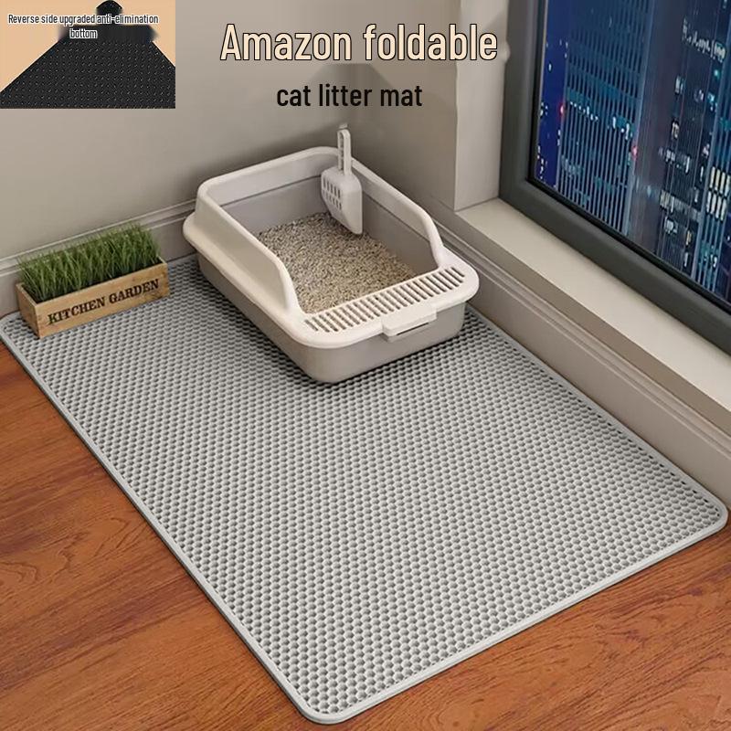 Extra Large Washable Cat Litter Box Mat - Anti-Splash, Anti-Tracking, Double Layer EVA Filter