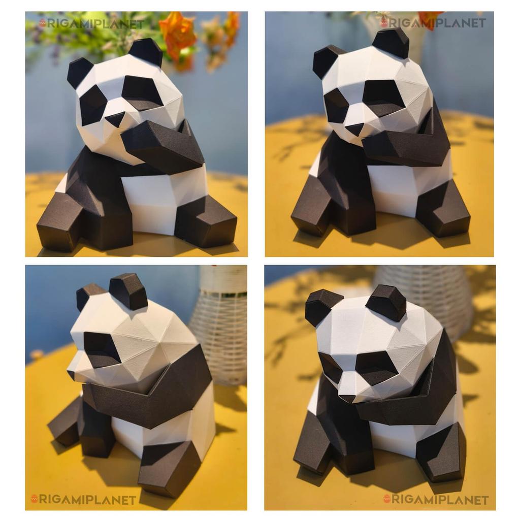 ORIGAMIPLANET 3D Origami Paper Craft Kit Panda Fun DIY 3D Panda Paper Art Model for Teens Easy Handmade Animal Figure Sculpture Gift Set for Bookshelf