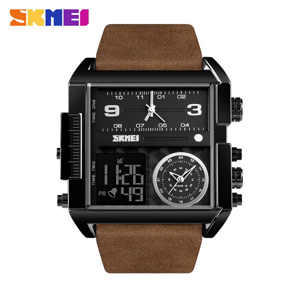 SKMEI Stainless Steel Mens Watches Quartz Military Sports Waterproof LED Digital Wristwatches