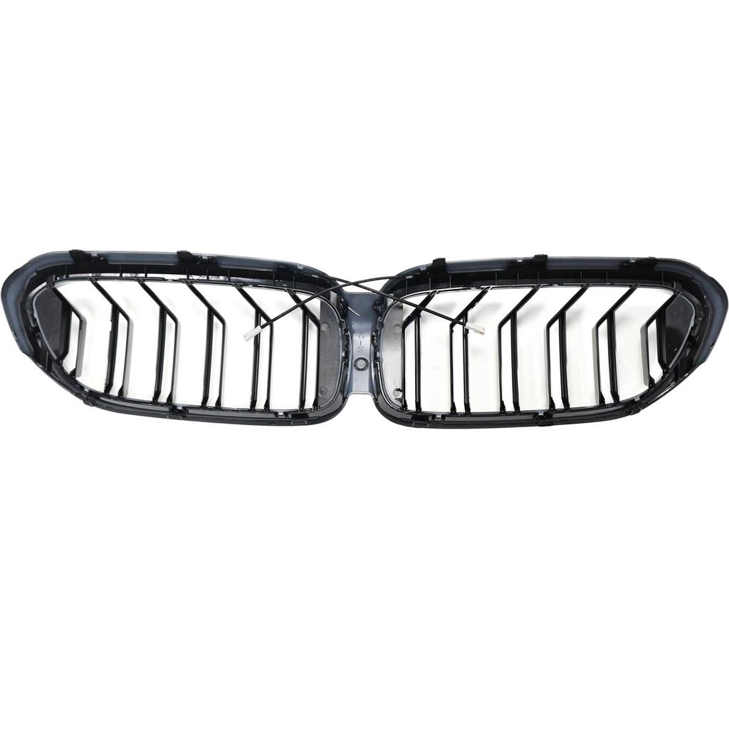 Double Slat Front Kidney Grille Fit BMW 5 Series G30 G31 2017-2020 Gloss Black