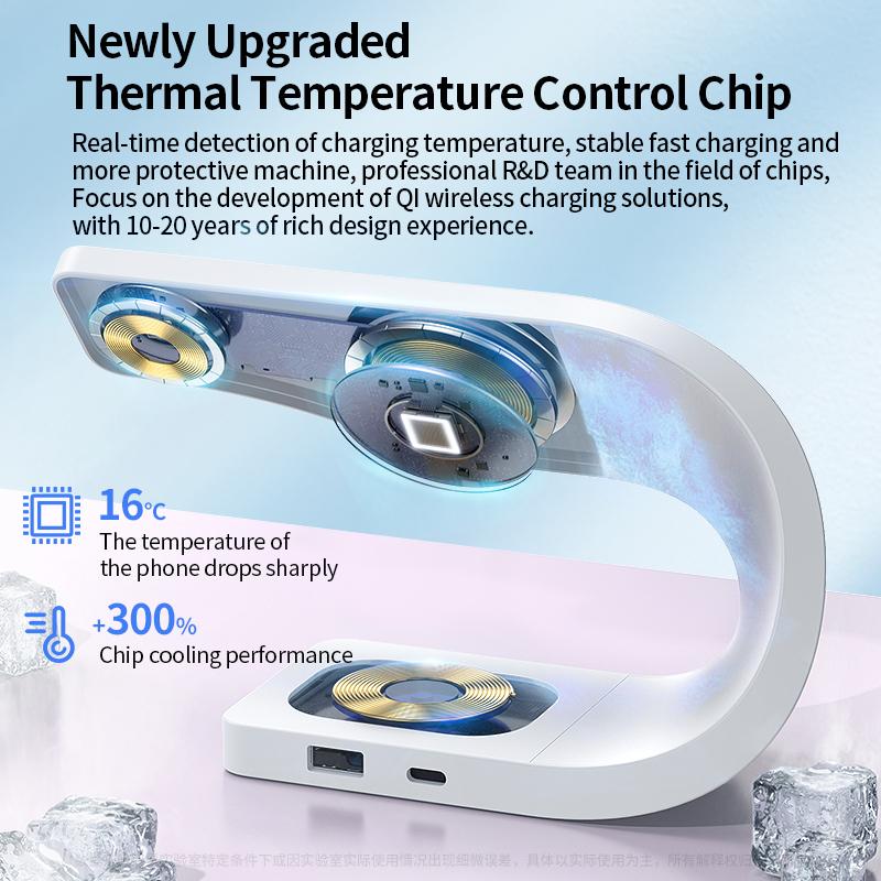 Wireless Charger Stand Metal Shell Magnetic 15W Fast Charging Station Stand for iPhone 12-17 Mobile Phones Airpods Watch 4 in 1