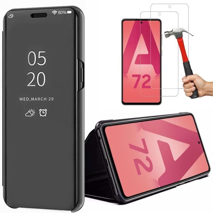 Coque de protection - PROSHOP - Samsung Galaxy A72 - Rigide - Effet miroir - 2 verres trempés