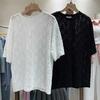Letnie Damskie Koszulki Modne Koronkowe Wycinane Koszulki Okrągły Dekolt Krótki Rękaw T-shirty Luźne Top Biała Koszulka