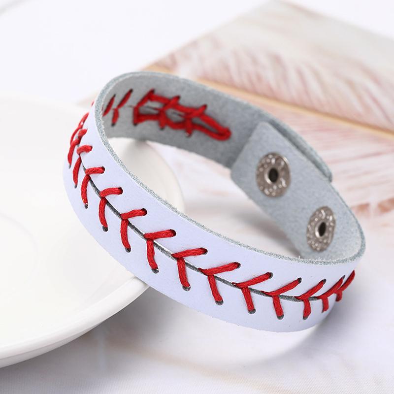 1 or 3 Pcs Genuine Leather Baseball Bracelet Wristbands Baseball Gifts for Boy Men Women Girl Players Sports Team