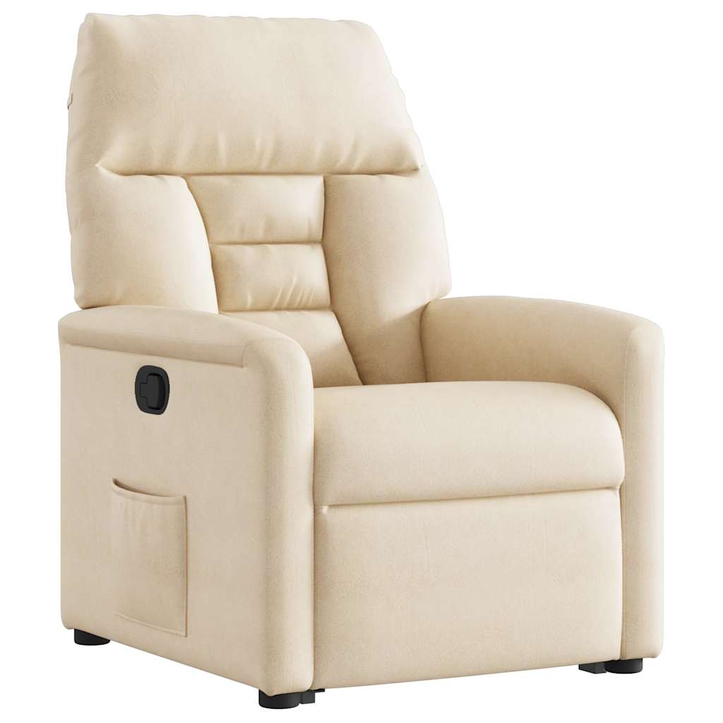 Recliner Chair with Lift Assist Beige Microfiber Fabric