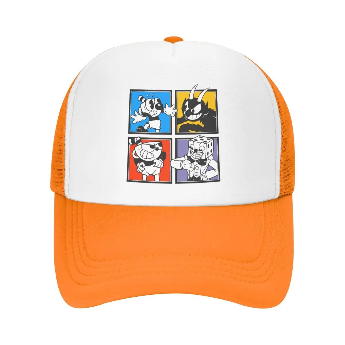 

Personalized Cuphead Characters Trucker Hat Unisex Women Adjustable Adult Cartoon Game Baseball Cap Hip Hop Dad Hat One Size
