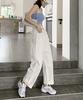 Aimoha Denim Pants with Waist Baggy Zip White Size White Women's High-Waisted Tucks, Silhouette, Fly, Denim, XL,