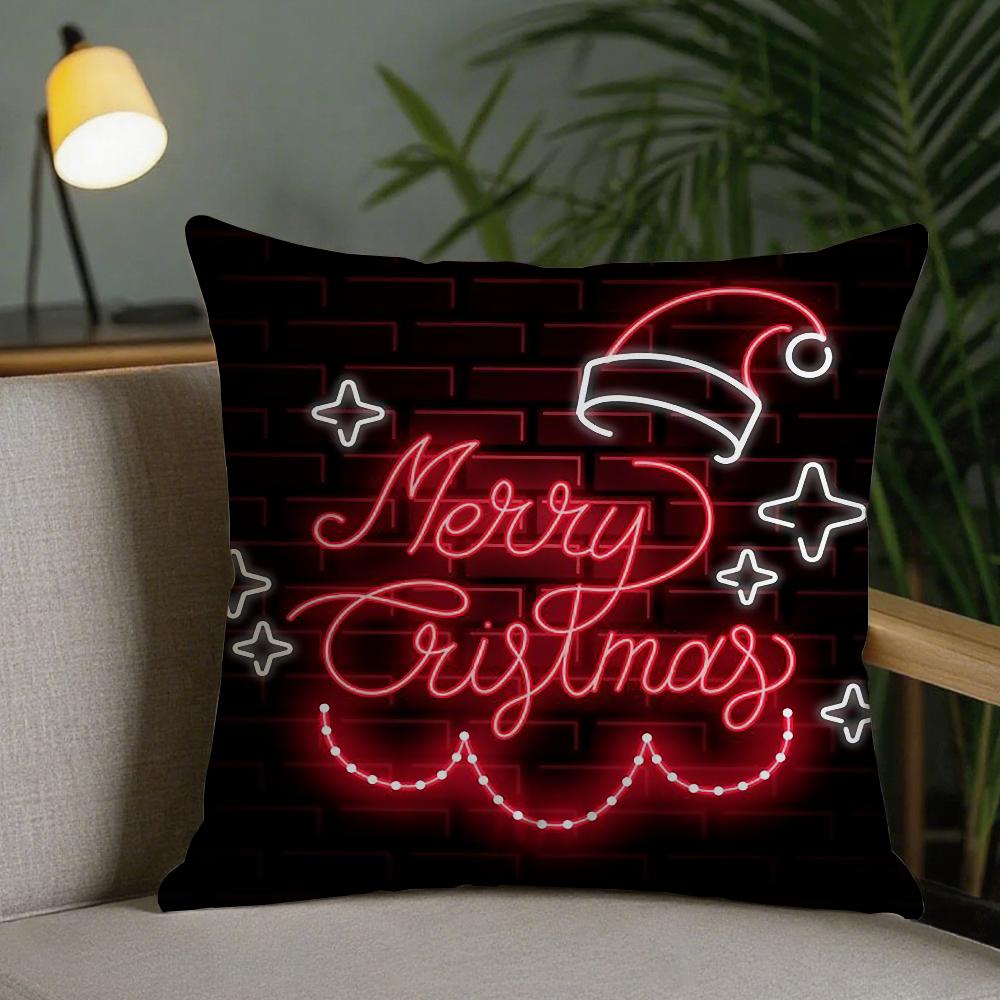 

Merry Christmas Pillow Case Square Pillowcase Double-Sided Printing Short Plush Sofa Cushion Bedroom Bedside PillowCover 12x12Inch