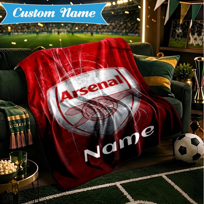 Custom Name Arse-nal Football Crest Blanket Lightweight Ideal Bedding Blanket Perfect for Travel, Camping, Living Rooms, Sofas, Christmas Gift