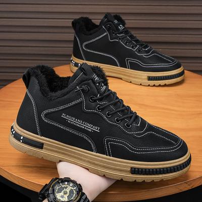 Fashion Men's Shoes Trend with Plush Sports Shoes Leather Face Loafers 2024 New Comfortable Thick Soled Work Shoes Zapatillas Informales