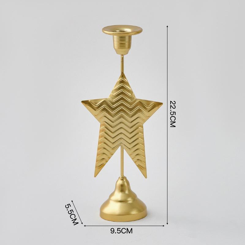 

Металлический подсвечник-фонарь, украшения для дома, ужин при свечах, новоселье, настольное украшение и расстановка Five-pointed star золотой