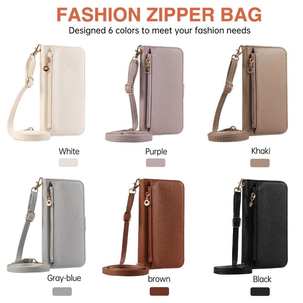Crossbody Zipper Wallet with Card Holder Phone Case for IPhone 16 15 14 11 Pro Max XS X XR 7 8 Plus 13 12 Mini Se4 Leather Cover