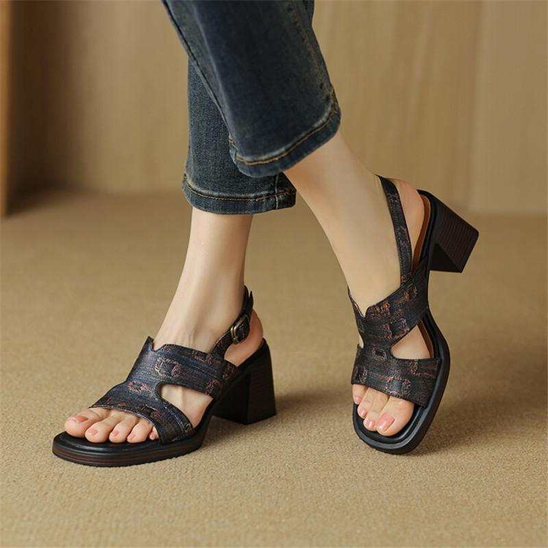 Fashion New Summer Sandals Square Toe Sandals for Women Chunky Heels Sandals Fashion Mixed Color Ladies Shoes High Heels Women Pumps
