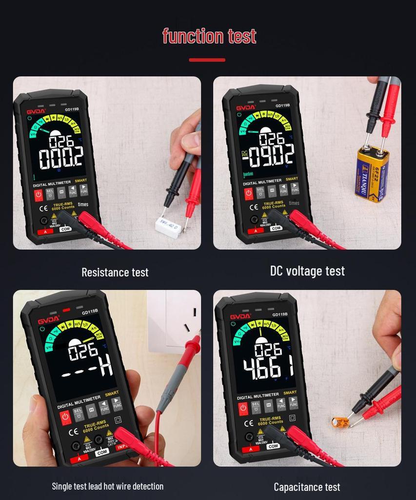 GVDA Precision Digital Multimeter - Intelligent Autorange, Anti-Burn, Color Screen Ammeter