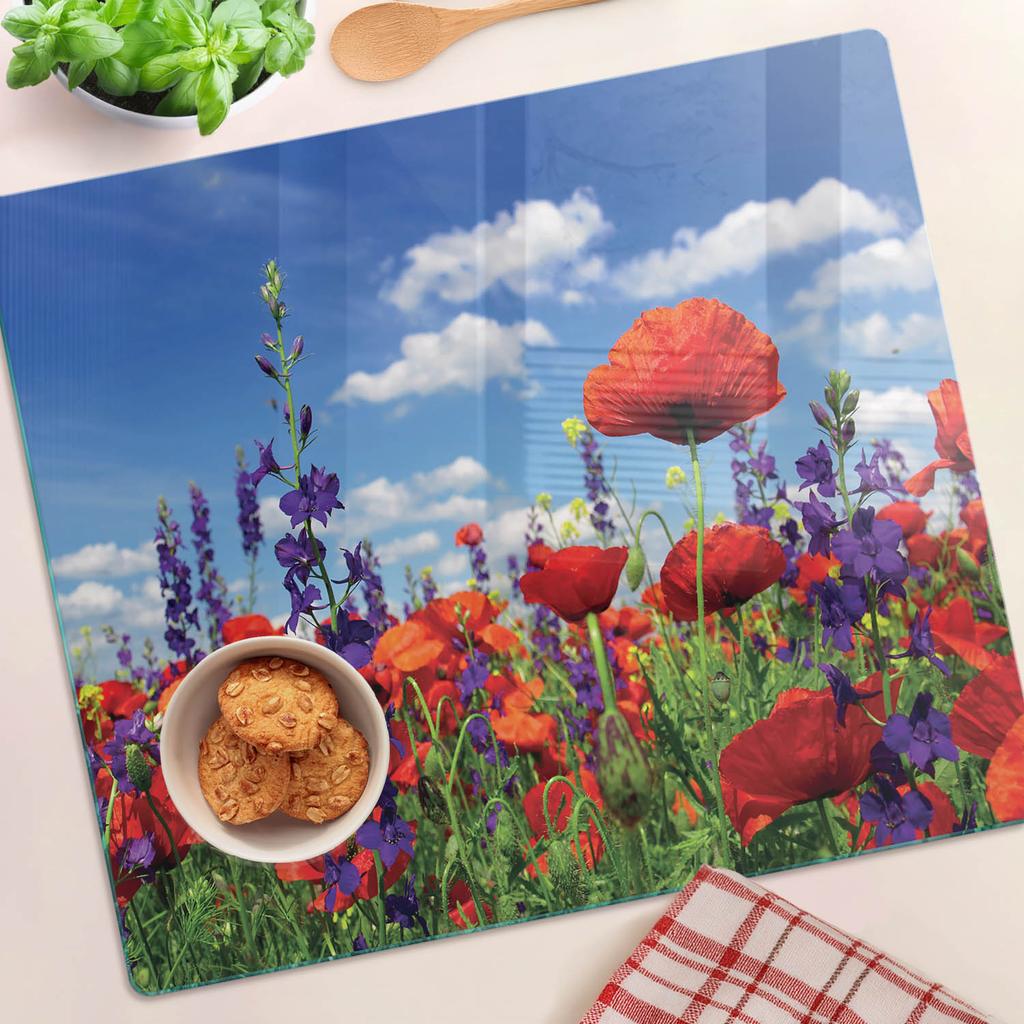 Multifunctional Decorative Kitchen Board Hardened Wildflowers 60x52 Cm