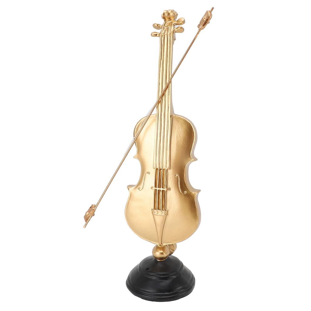 14.17 X 3.94 X 3.82in Violin Figurine Golden Violin Craft Music Art Decor for Home Office Desk Shelf