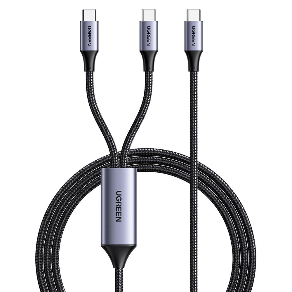 UGREEN 35087 1.5m 2 in 1 USB-C to USB-C Y Splitter Cable 100W/5A PD 3.0 Fast Charging Nylon Braided Cord