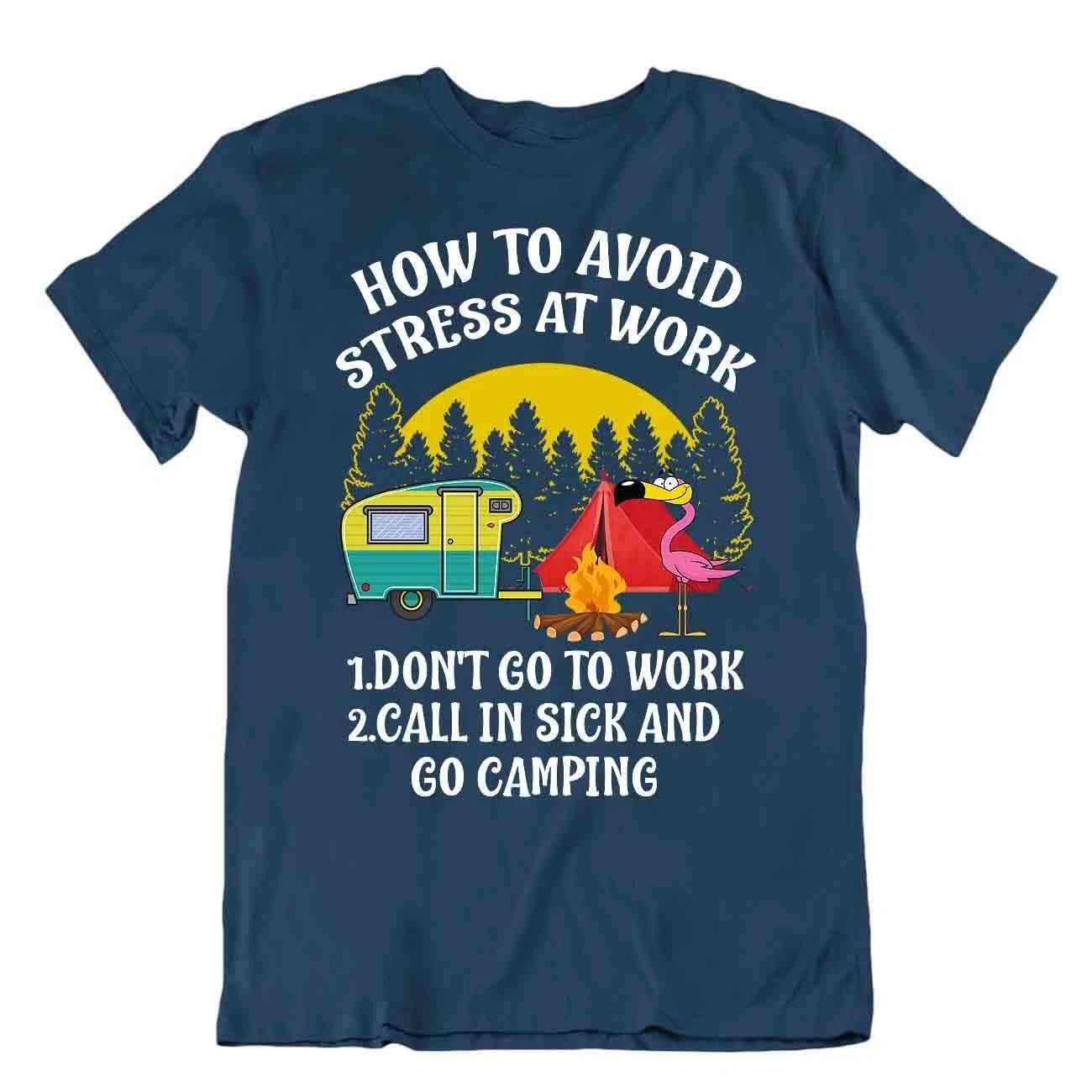 Camping Outside Trip T-Shirt Tee Gift Vintage Funny Outdoor Fresh Avoid Stress S