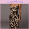 Animal Print Long Dress With Deep V Neck And Backless Design For Summer 2024