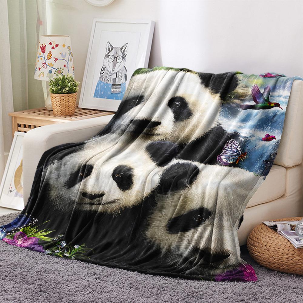 Pandas Print Flannel Blanket, High quality Comfortable for All Seasons, Home Decor, Warmth and Comfort, Perfect for Christmas Gifts