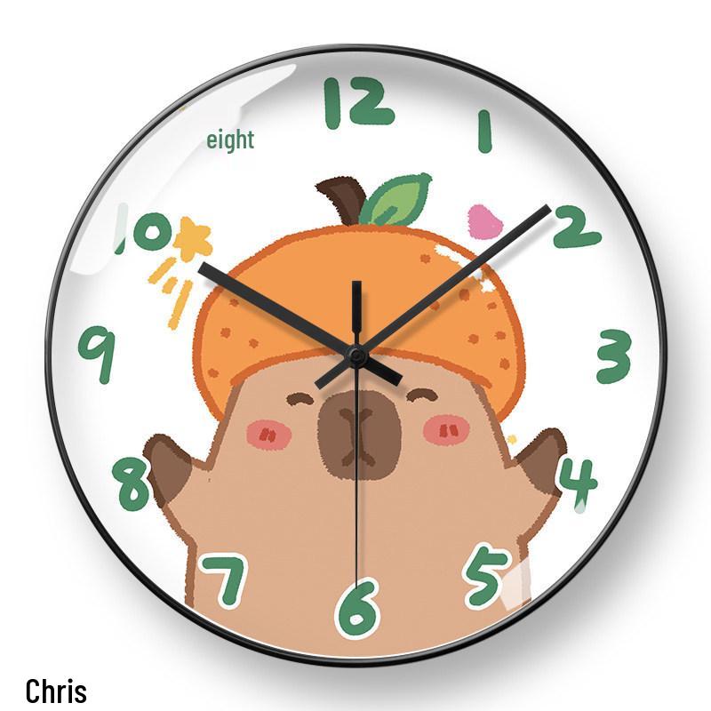 Capybara Cartoon Wall Clock: Cute, Creative, Automatic Time Adjustment for Living Room & Bedroom Decor