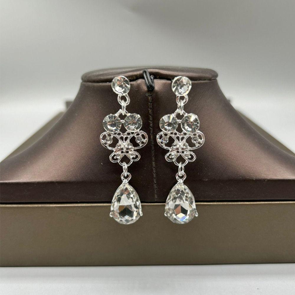 Kristall Ohrringe Halskette Set Übertreiben Damen Schmuck Vintage Strass Schmuckset Damen