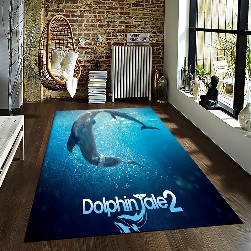 Dolphin Tale 2 Themed Carpet with Ocean Scene and Dolphins Suitable for use as an anti-slip for living room bedroom sofas